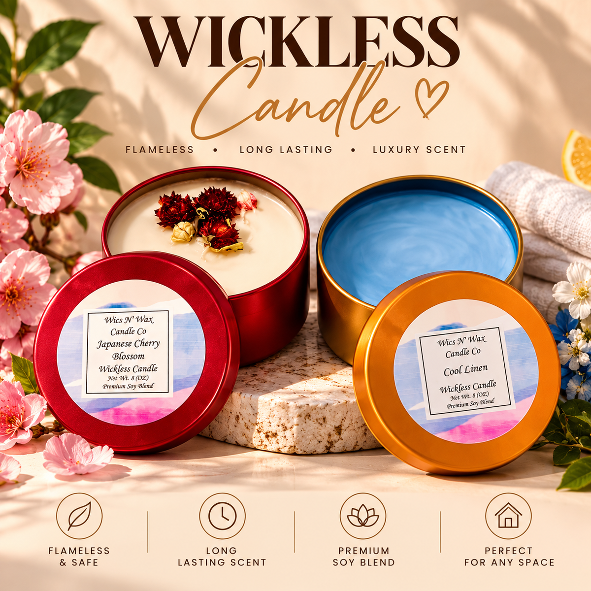 Wickless Candles 8oz