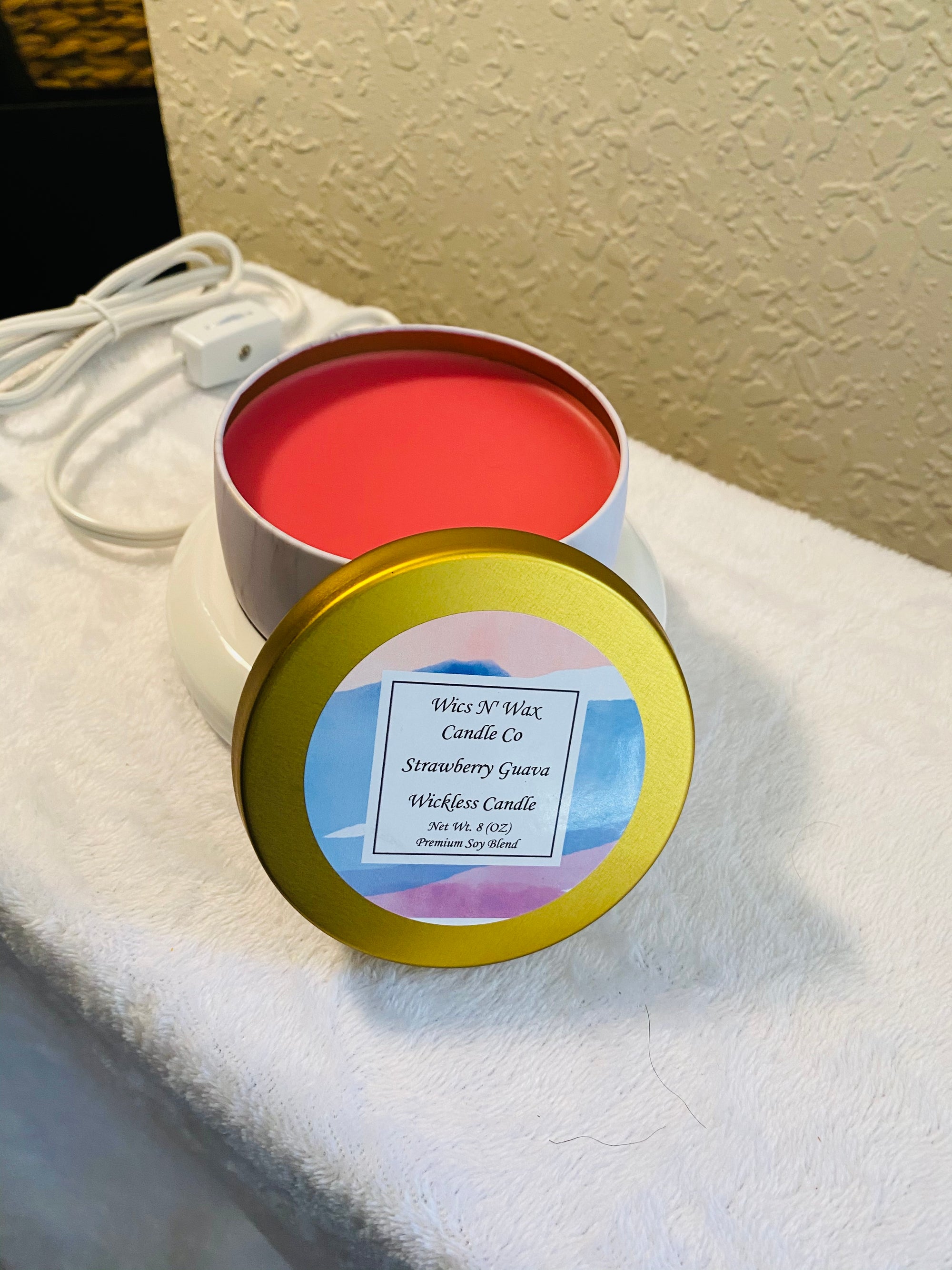 Wickless Candle (8oz), and Warmer Bundle