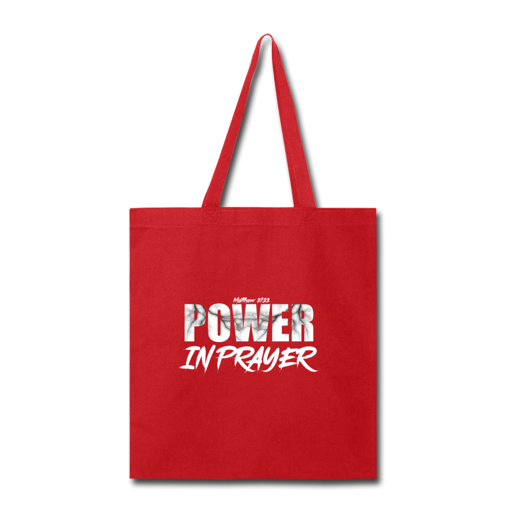 "Power in Prayer" Tote Bag - red